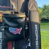 American Flag Golf Valuables Pouch Bag with Drawstrings - Pu Leather Golf Tee Pouch for Men Black view 2