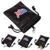 American Flag Golf Valuables Pouch Bag with Drawstrings - Pu Leather Golf Tee Pouch for Men Black view 4