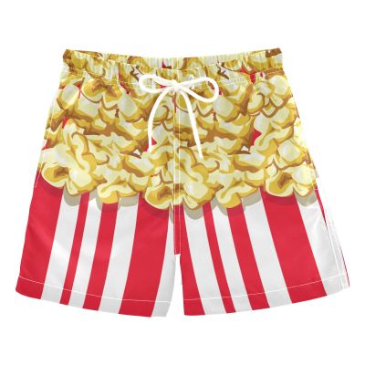 Aflyko Boys' Board Shorts American Popcorn Teens Swim Trunk Girls Beach Bathing Suit L