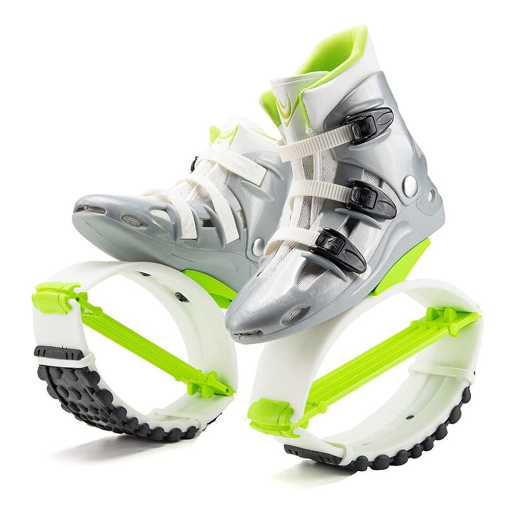 Kangaroo Jumping Shoes-Unisex Bounce Shoes - Fitness Fitness Sports Jumping Running Boots (Color : Green+Silver, Size : 39-41)