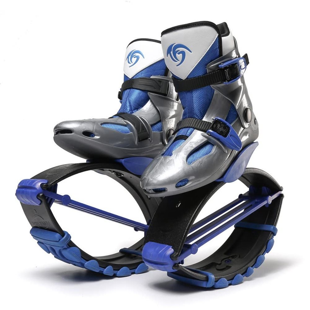 Kangaroo Jumping Shoes- Adult Unisex Bounce Shoes - Men Women Fitness Fitness Sports Anti-Gravity Boots (Color : Blue+Silver, Size : 36-38)