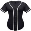 babyhealthy Womens Baseball Jersey Button Down Plain Softball Hip Hop Tshirts Sports Active Tee Black view 1