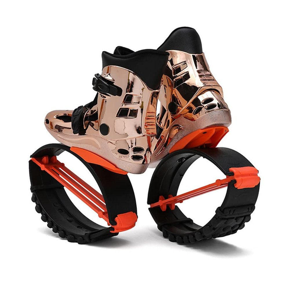 Kangaroo Jumping Shoes, Jumping Stilts Fitness Exercise Anti-Gravity Shoes, Neutral Bounce Shoes (Color : Gold, Size : 36-38)