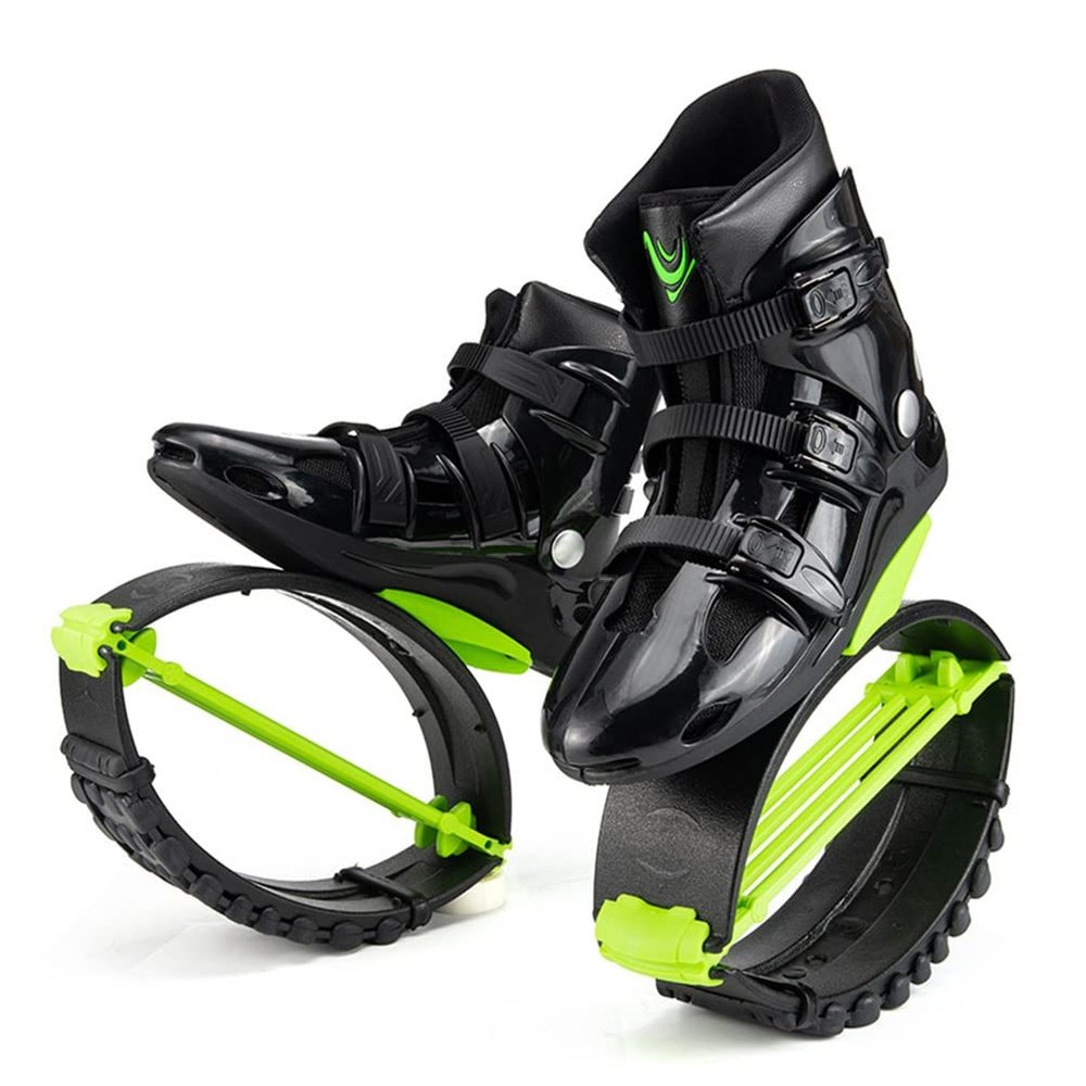 Kangaroo Jumping Shoes-Unisex Bounce Shoes - Fitness Fitness Sports Jumping Running Boots (Color : Black+Green, Size : 42-44)