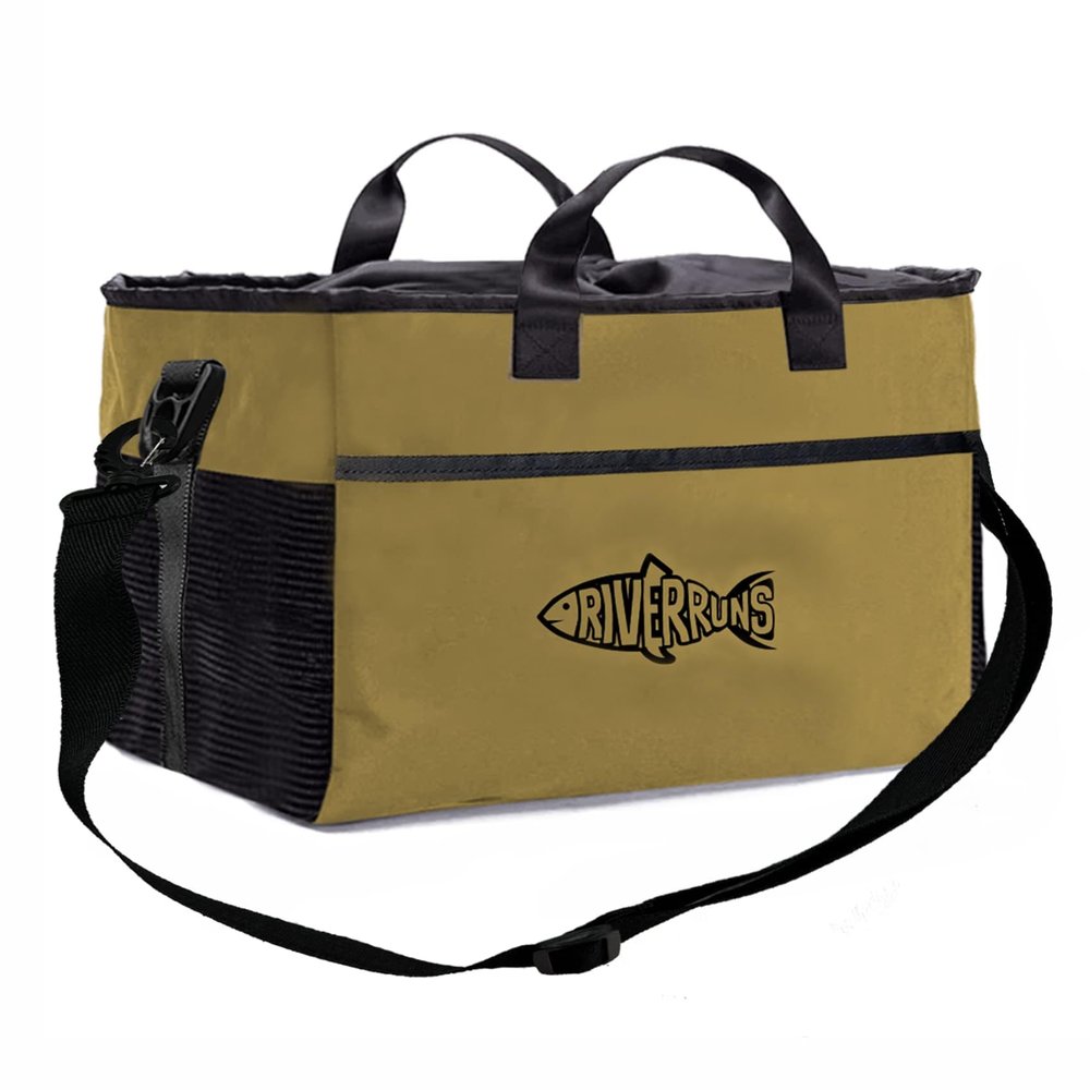 Riverruns Fishing Hunting Wader Bag with Vented Mesh, Waders Boots Bag, Fly Fishing Storage Bag for Hiking, Camping (XL, Khaki, 108L)