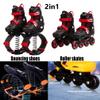 Kangaroo Jumping Shoes Roller Skates 2 in 1, Kids Teen Multifunctional Fitness Sports Bouncing Shoes, Easy to Install (Color : Black+Yellow, Size : 31-34) view 2