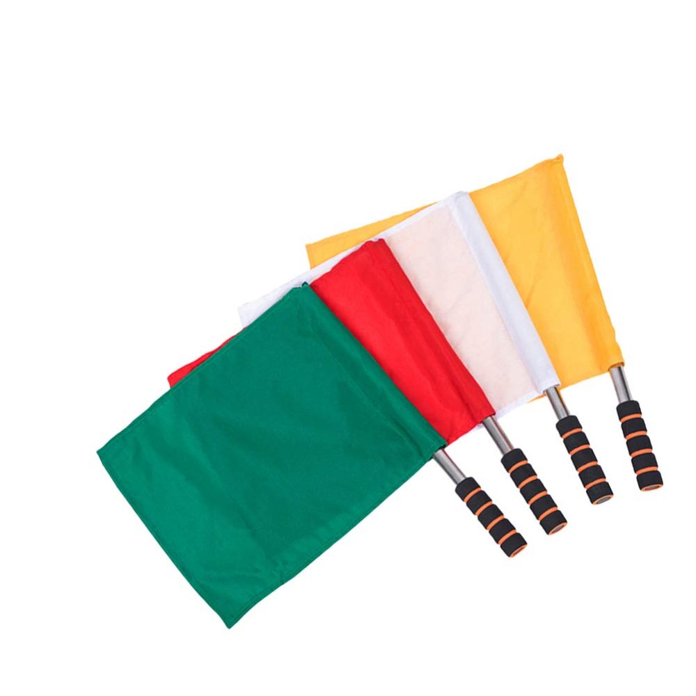 4pcs Referee Flag Sports Linesman Flags Track and Field Events Match Training Flags with Stainless Steel Pole Stick (Mixed Colors)