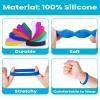 GOGO 60 PCS Silicone Bracelets for Men Women, Social Distancing Colored Wristbands - Red Yellow Green view 3