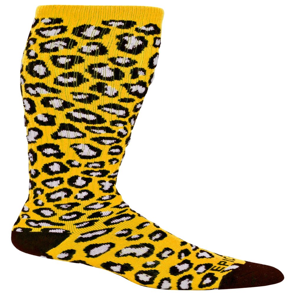 Epic Adult Leopard Spots - Cute Novelty Fun Design Kneehigh/Otc Socks Pair Yellow (LARGE) SOCK SIZE PR