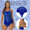 Hedmy Women's Sparkly Sequin Tassel Latin Jazz Dance Leotard Bodysuit Gymnastics Dance Wear Costume Royal_Blue Medium view 3