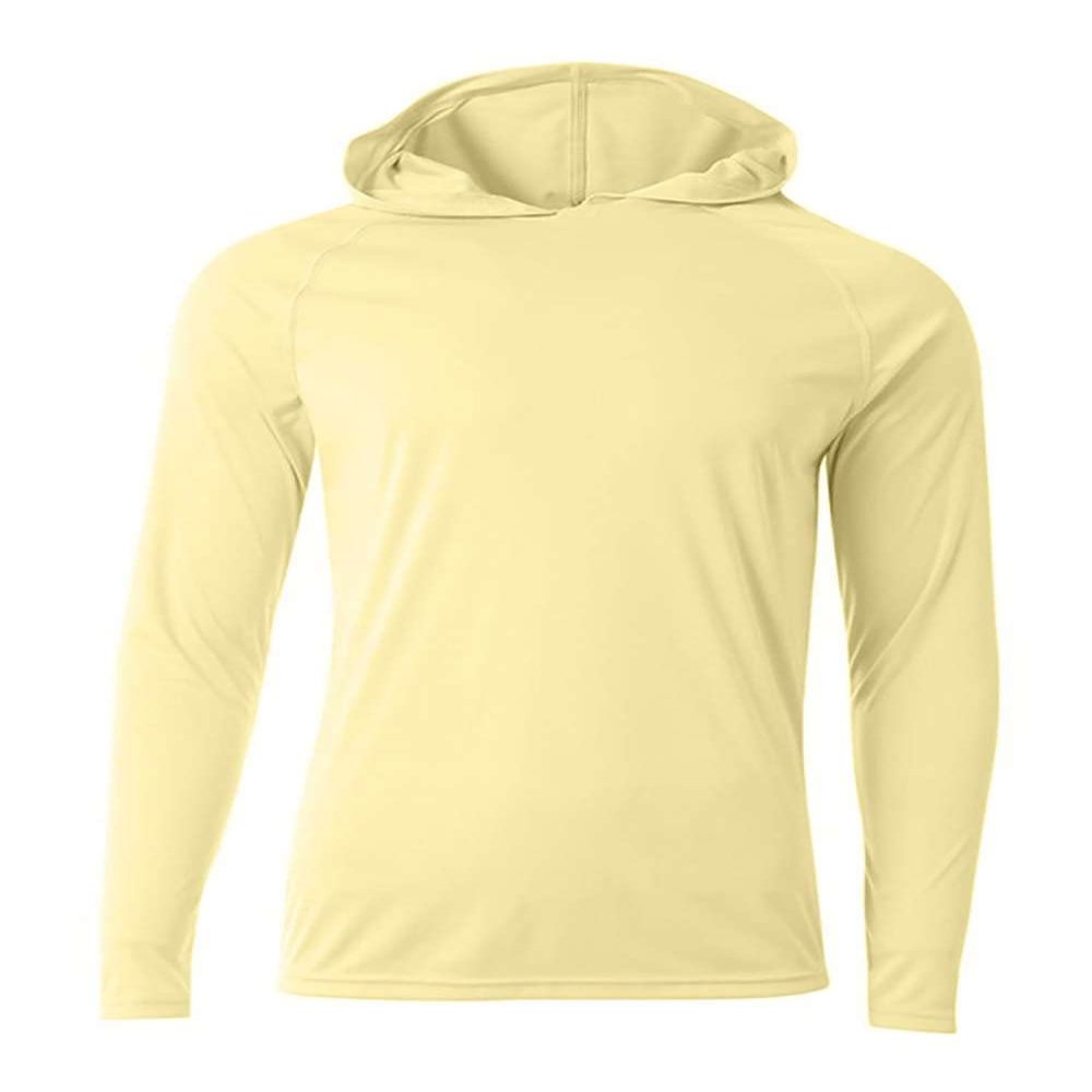 A4 Cooling Performance Hooded Long Sleeve T-Shirt - Light Yellow - XL