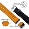 20mm Flat Black AIIigator Watch Band Quick Release Handmade Leather Watch Strap Slim Croc Replacement Wristband Men Stainless Steel Buckle, Christmas Father's Day Gift for Dad Son Husband DH-21-20MM view 3