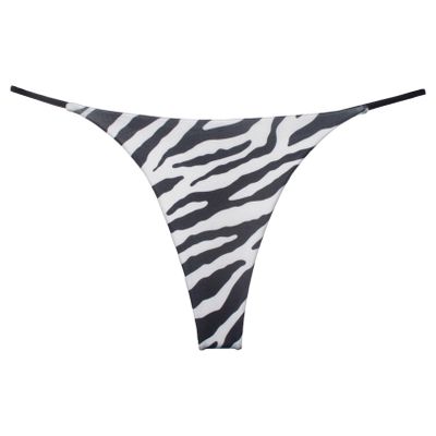 easyforever Women's Low Rise Thong Bikini Bottom High Cut Cheeky Brazilian Swimsuit Bottom Zebra-Stripe X-Large