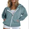 Dokotoo Women's Fall Oversized Full Zip Up Hoodie Long Sleeve Solid Color Ladies Hooded Sweatshirts Pockets Jacket Coat for Women 2025 Fashion Casual Sky Blue 3XLarge
