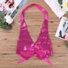 RUNQHUI Women's Shiny Sequins Halter Top Sleeveless Backless Vest Waistcoat Jazz Extreme Dancewear Rose One_Size view 4