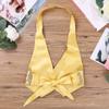 RUNQHUI Women's Shiny Sequins Halter Top Sleeveless Backless Vest Waistcoat Jazz Extreme Dancewear Gold One_Size view 2