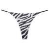 Oyolan Women's High Cut Swimwear Beach Sunbathing T-Back Panty Low Rise Thong Bikini Bottoms Zebra-Stripe Medium view 1