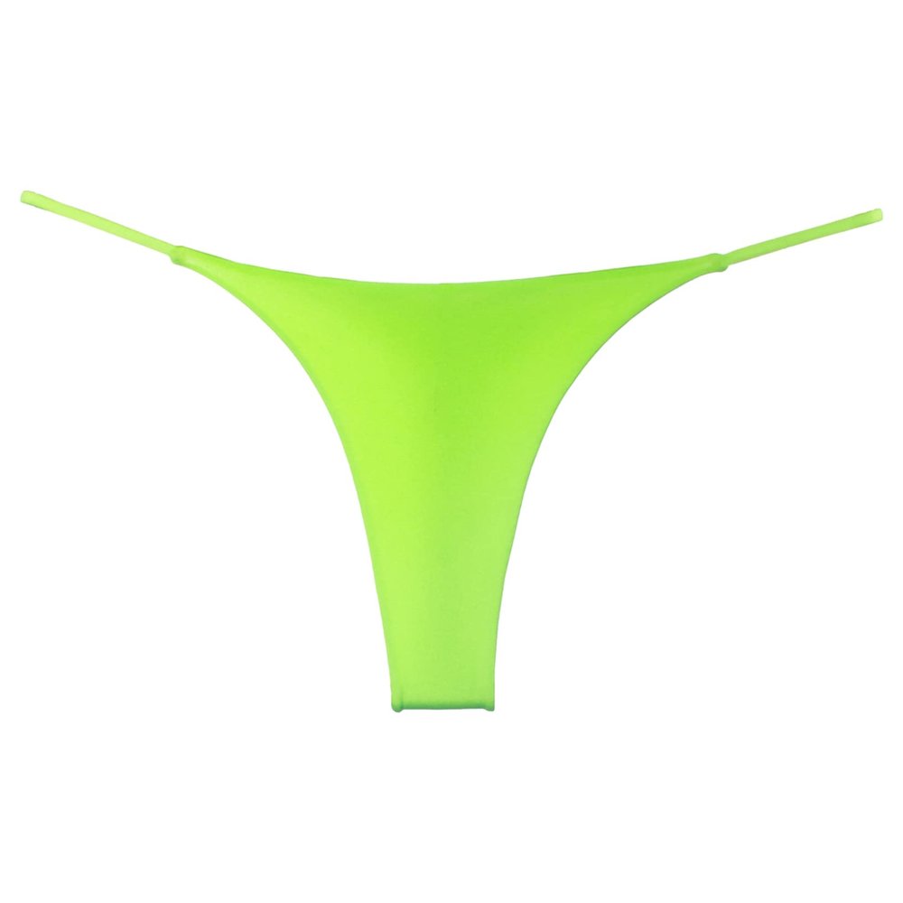 Oyolan Women's High Cut Swimwear Beach Sunbathing T-Back Panty Low Rise Thong Bikini Bottoms Fluorescent Green Small