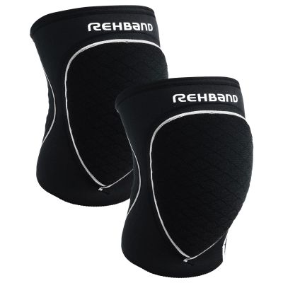 Rehband Knee Pads for Volleyball, Handball & Indoor Sports, Neoprene Knee Sleeve Protector, Comfortable & Snug Fit, Shock-absorbing Sports Knee Pads Unisex, Colour:Black - 1 Pair, Size:X-Small