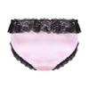 YOOJOO Men's Sissy Panties Satin Ruffles Floral Lace Bikini Briefs Crossdress Underwear #2 Pink X-Large view 2