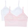 Maidenform Girl girls Seamless Ruched Crop Bra, Rose Quartz Stripe/White, Large view 1