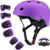 Kids Bike Helmet Set, CPSC Certified with Knee Pads Elbow Pads Wrist Guards,Adjustable Helmet for Ages 5-8-12-15 Toddler Kids&Youth,Bicycle Skateboarding Helmet Scooter Roller Skate(Purple) view 1