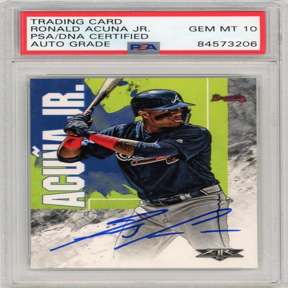 Ronald Acuna Jr 2019 Topps Fire Autograph Card #37 PSA/DNA 10