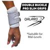 QALARO PRO Double Buckle Grips for Girls Gymnastics | Dowel Grips, 4" Navy Wristbands | Gymnastics Grips for Girls | Youth Bar Grips | Gymnastics Gloves view 3