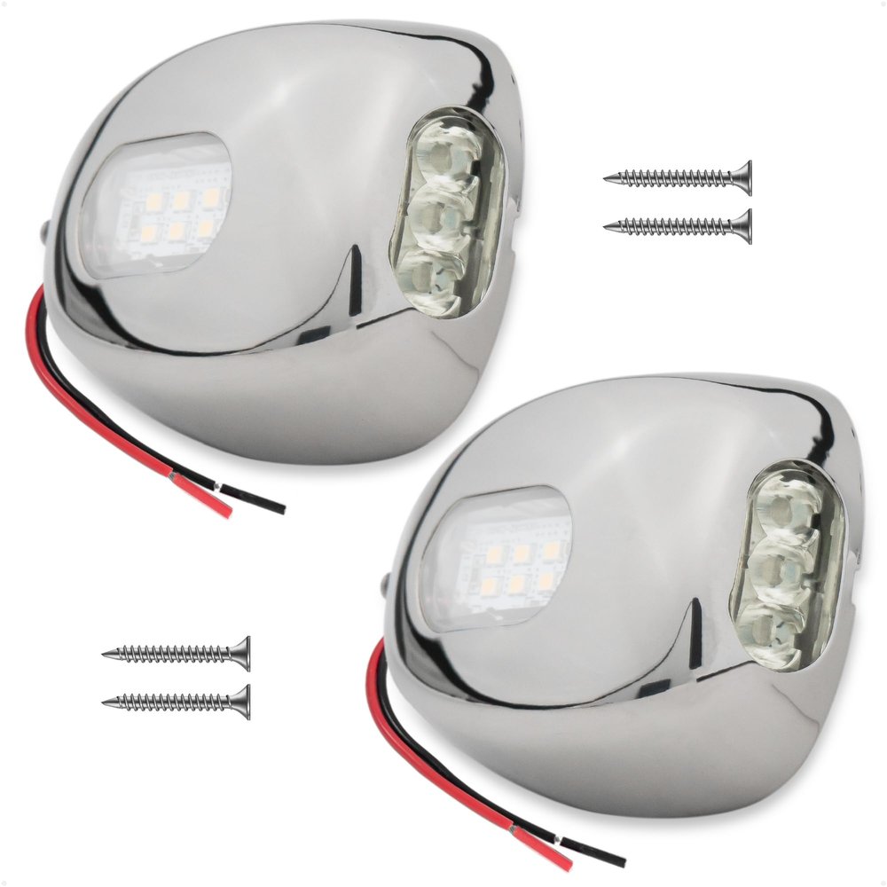 Five Oceans 2-Pack Marine LED Docking Lights, Waterproof IP66, Front & Side Lights for Pontoons, Fishing & Sport Boats, Daycruisers & Sportyachts - FO4600-M2