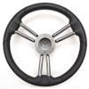 Boat Steering Wheel | 14 Inch Black Silver 3/4 Inch Keyway view 1
