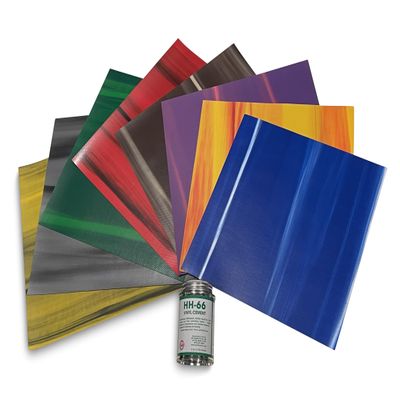Magic Jump Professional Vinyl Repair Patch Kit for Inflatable Bounce Houses, Includes Marble Multi-Color Vinyl Patches with Large 4-Ounce HH66 Vinyl Adhesive Cement Glue
