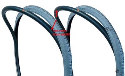 26 X 1 3/8" (37-590) Wheelchair Tires. Set of 2 (26" Tires + Solid Inserts)