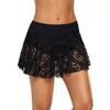 Womens Lace Crochet Skirted Bikini Coverup Net Hollow Out Beach Pants Sexy Swimsuit Flowy Cover Up Shorts Black view 1