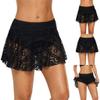 Womens Lace Crochet Skirted Bikini Coverup Net Hollow Out Beach Pants Sexy Swimsuit Flowy Cover Up Shorts Black view 3