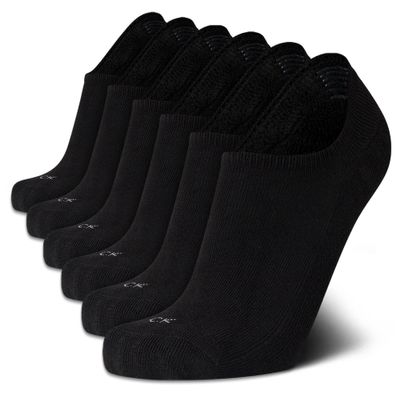 Calvin Klein Mens Liner Socks - 6 Pack Cushioned Non-Slip No Show Sneaker Loafer Sock - Ultra Low Cut Socks for Men (7-12), Size 7-12, All Black