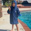 COR Surf Swim Parka for Youth and Adults | Heavy-Duty Towel-Lined Weatherproof Swimming Jacket for Men, Women, and Kids (Blue 4-8 Years) view 3