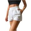 Womens 5" Terry Shorts Loose Comfy Yoga Sweat Cotton Shorts Athletic Fit High Waist Pockets Running Lounge Short Pant White view 1