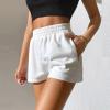 Womens 5" Terry Shorts Loose Comfy Yoga Sweat Cotton Shorts Athletic Fit High Waist Pockets Running Lounge Short Pant White view 2