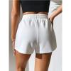 Womens 5" Terry Shorts Loose Comfy Yoga Sweat Cotton Shorts Athletic Fit High Waist Pockets Running Lounge Short Pant White view 3