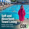 COR Surf Swim Parka for Youth and Adults | Heavy-Duty Towel-Lined Weatherproof Swimming Jacket for Men, Women, and Kids (Pink - 4-8 Years) view 4