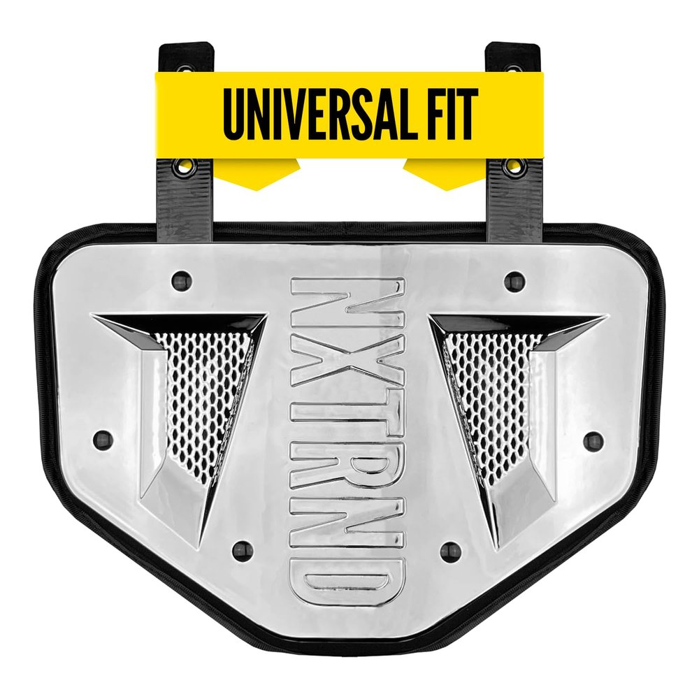 Nxtrnd Football Back Plate, Professional Football Backplates for Shoulder Pads, for Adult & Youth (Chrome Silver, Adult)