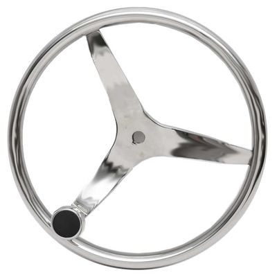 Boat Steering Wheel | Stainless Steel 13 1/2 Inch W/Knob No Hub