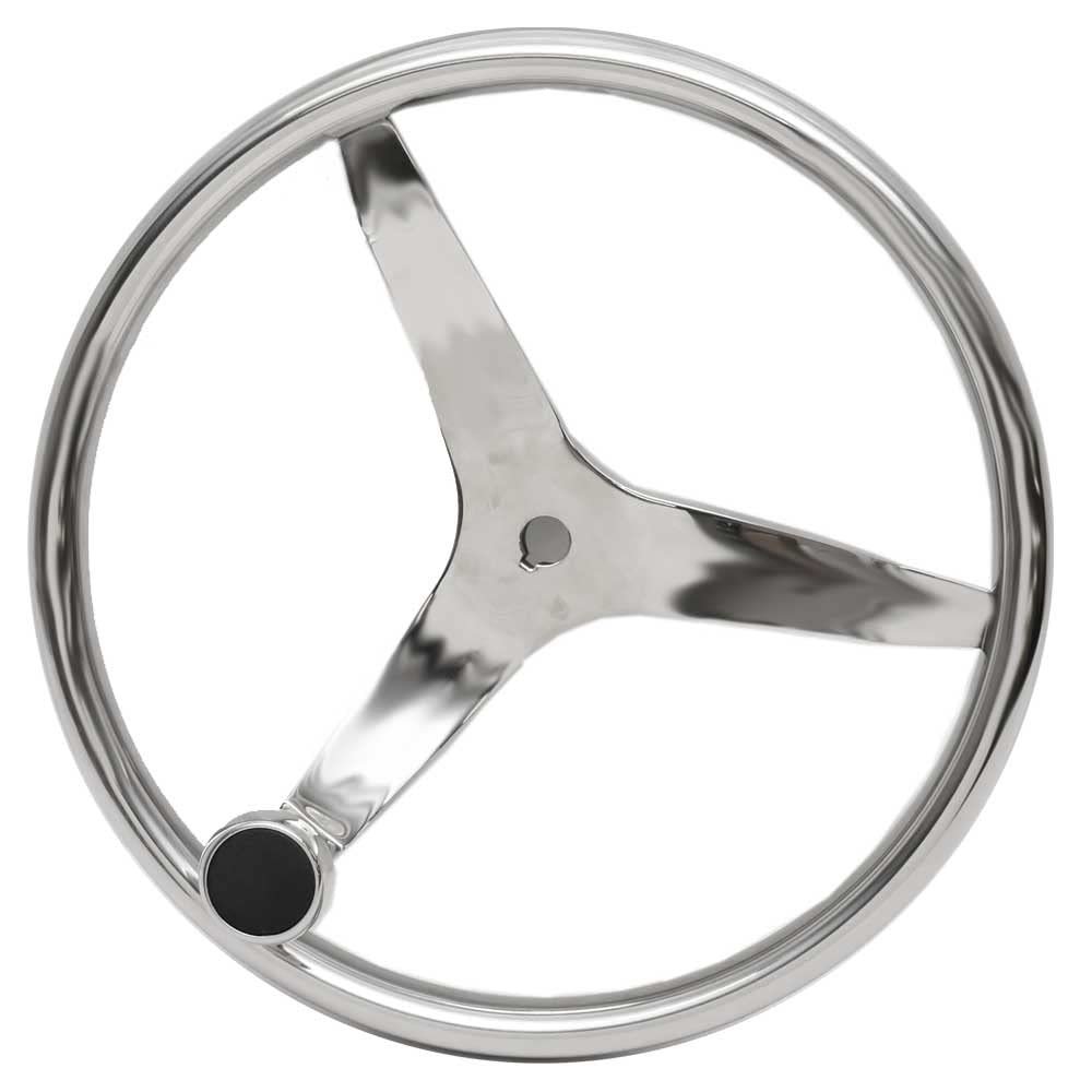 Boat Steering Wheel | Stainless Steel 13 1/2 Inch W/Knob No Hub