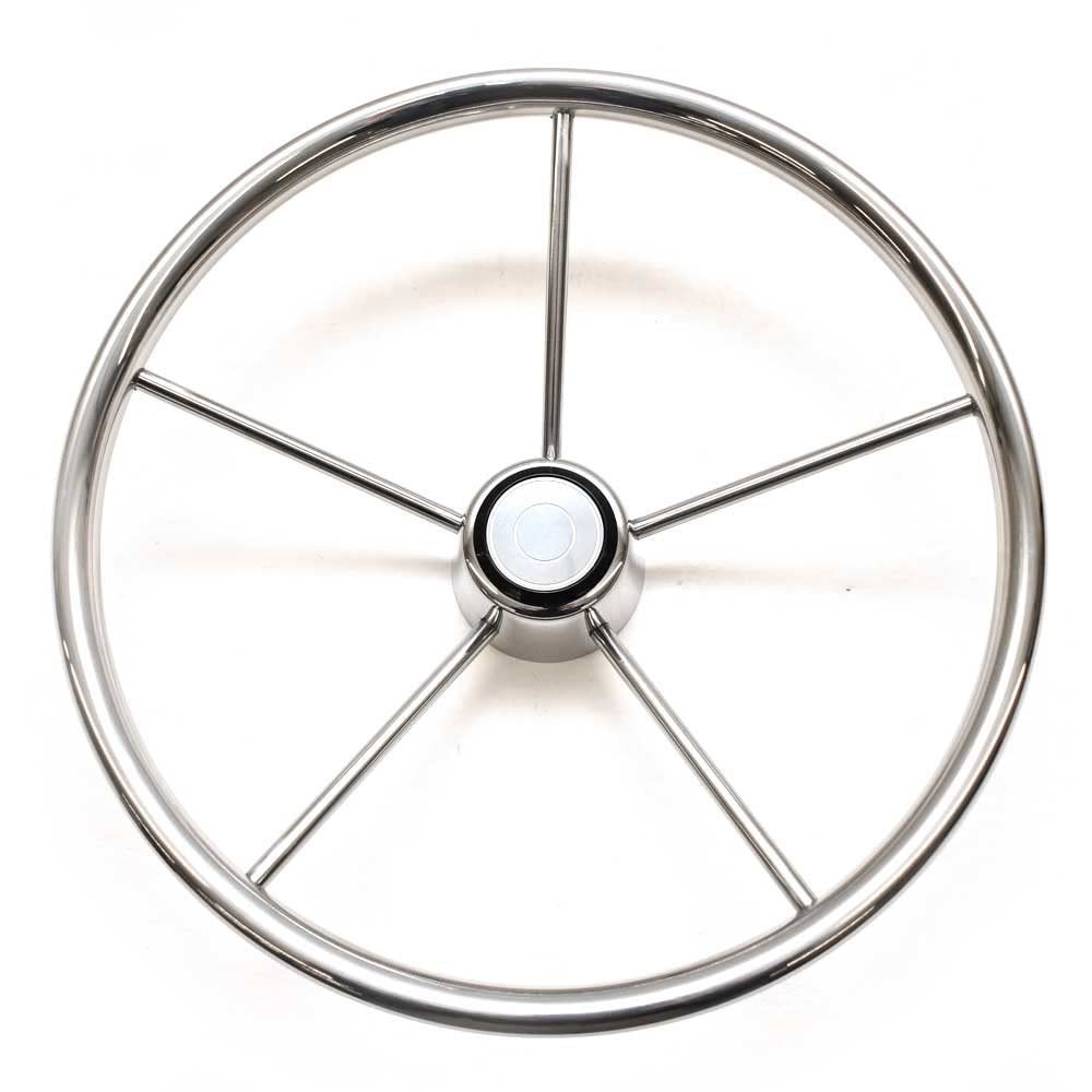 Boat Destroyer Steering Wheel | 5-Spoke 15 1/4 Inch Stainless