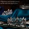 MTLEE 2 Pcs King and Queen Crowns for Men Women Metal Crystal Royal Tiara Crown for Homecoming Princess Bridegroom Bride Wedding Halloween(Gray and Silver, Glitter Style) view 4