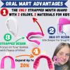 Oral Mart White/Pink Strapped Youth Mouth Guard for Kids - Sports Mouthguard with Connected Strap for Ice Hockey, Football, Lacrosse, Taekwondo view 2
