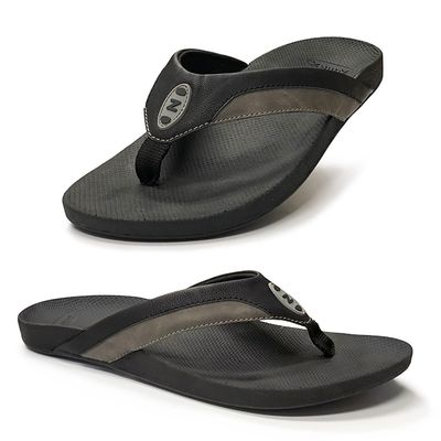 Zullaz - Kirra Orthotic Flip Flops for Men, Stylish & Comfortable Orthopedic Sandals with Biomechanical Arch Support Faux Leather Strap
