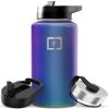 IRON FLASK Camping & Hiking Hydration Flask with Straw, Wide Mouth Insulated Stainless Steel Sports Water Bottle - 32 oz Aurora view 1