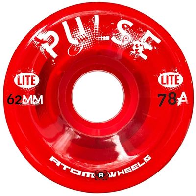 Atom Skates Quad Roller Wheels/Outdoor/Hardness 78A / 62x33 Red Pulse Lite/Set of 4