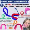 Oral Mart Blue/Red Strapped Youth Mouth Guard for Kids - Sports Mouthguard with Connected Strap for Football, Ice Hockey, Lacrosse, Taekwondo view 2